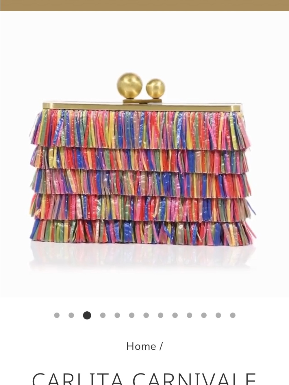 Olga Berg Rainbow Fringe Clutch with Gold Ball Clasp